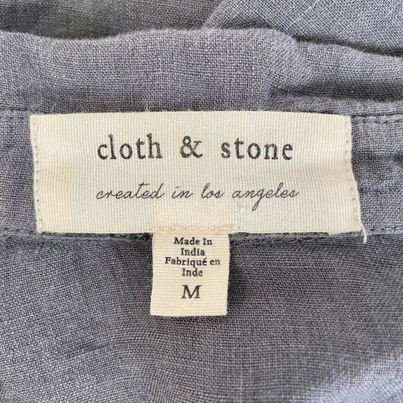 Cloth & Stone 100% Linen Short Sleeve Button Up Shirt, Stone Grey, Size M - Picture 6 of 8